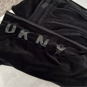 DKNY Black Velour Lounge Pants with Gloss Logo